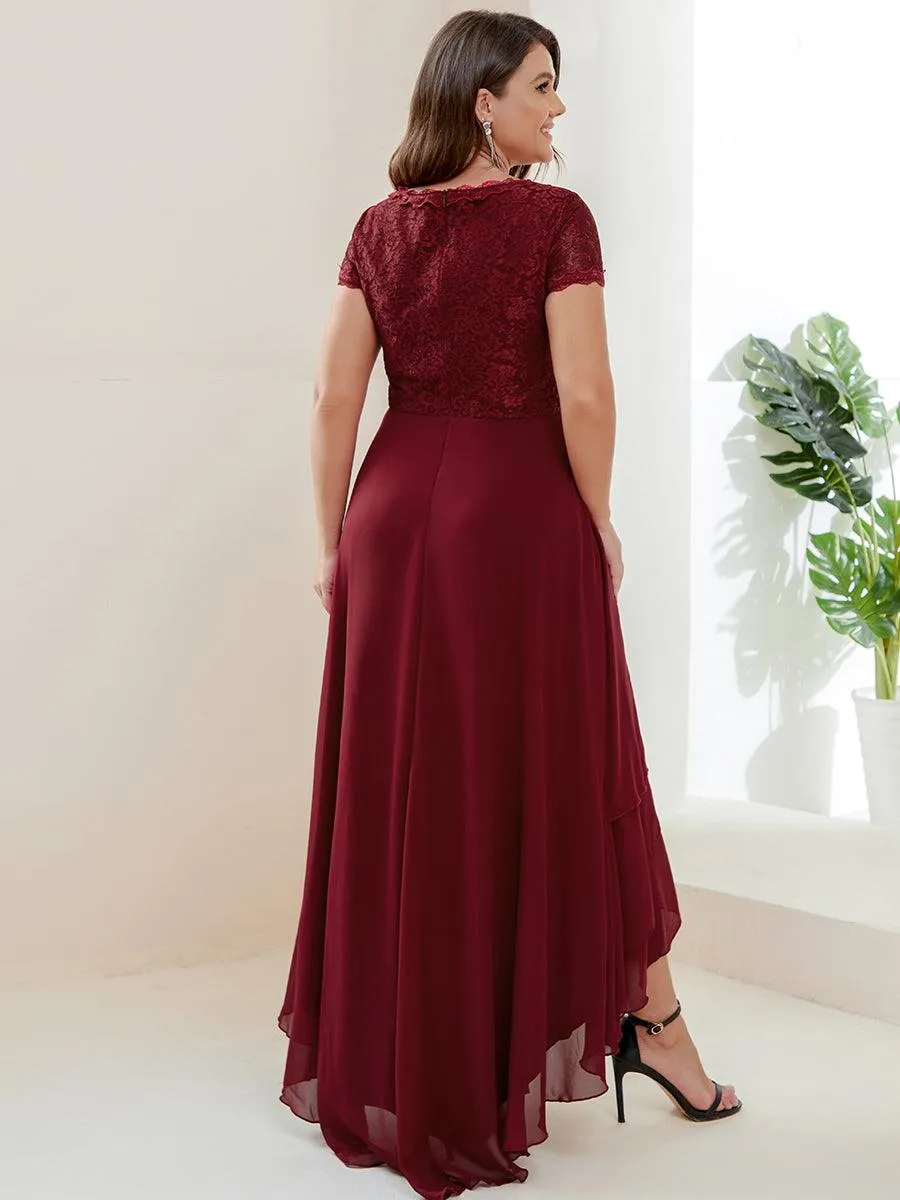 Robe de mère de la mariée à manches courtes avec rubans vintage Grande taille(Vente finale)