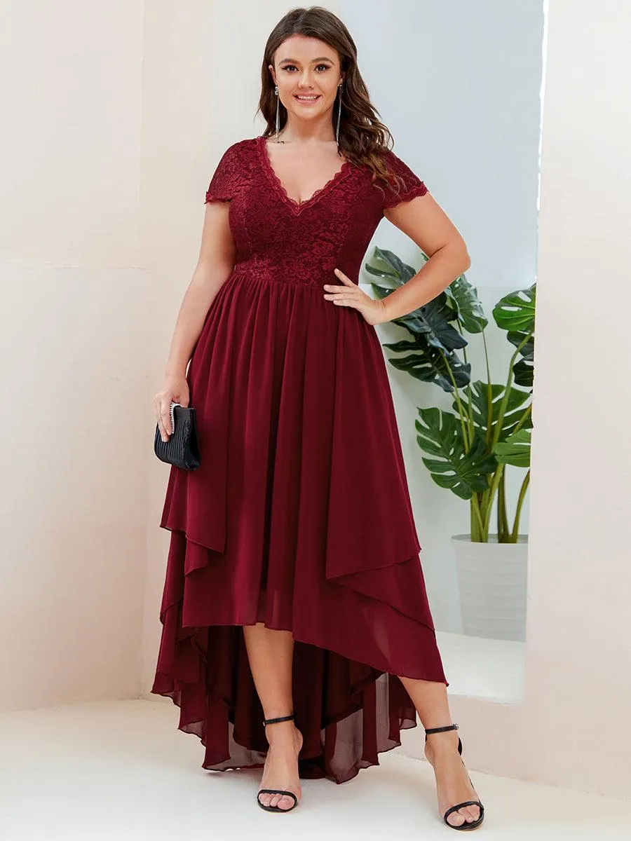 Robe de mère de la mariée à manches courtes avec rubans vintage Grande taille(Vente finale)