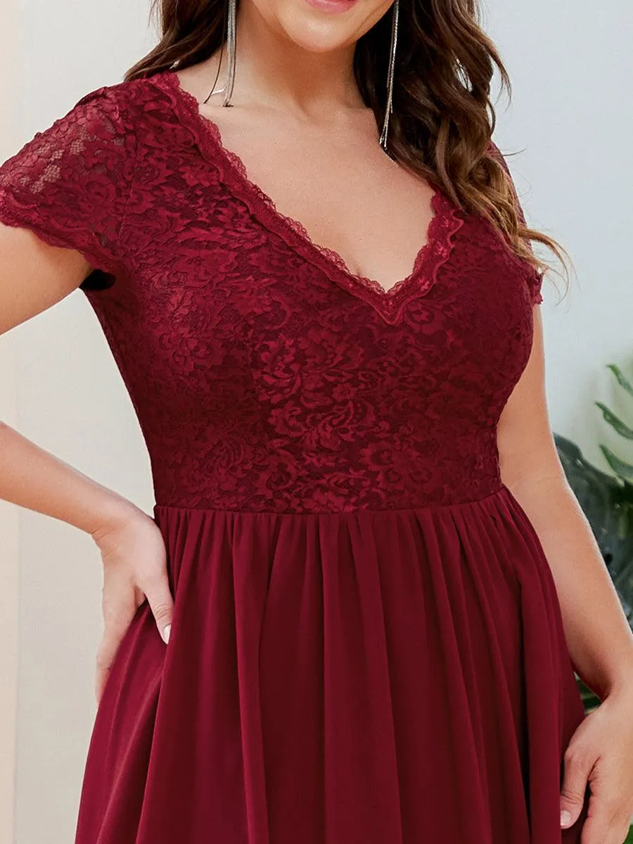 Robe de mère de la mariée à manches courtes avec rubans vintage Grande taille(Vente finale)