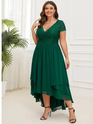 Robe de mère de la mariée à manches courtes avec rubans vintage Grande taille(Vente finale)