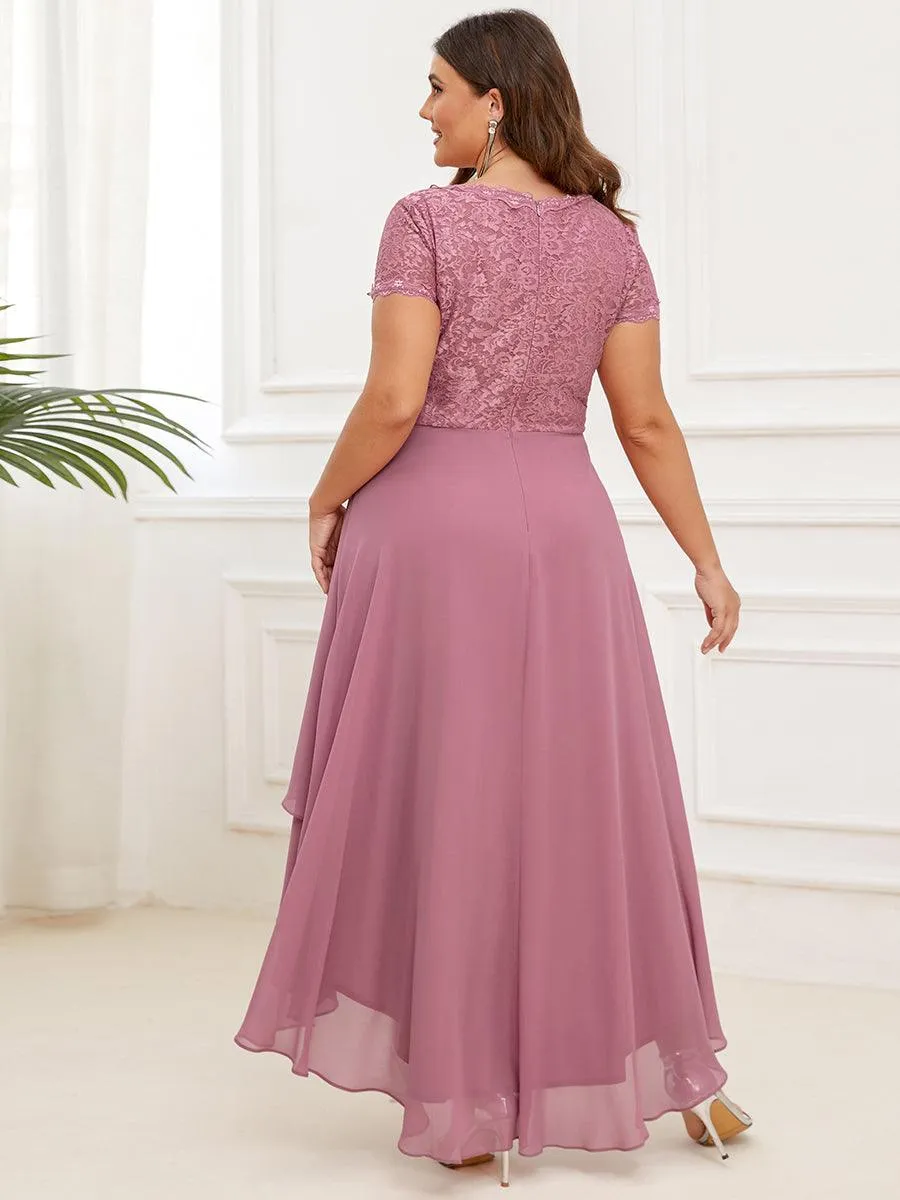 Robe de mère de la mariée à manches courtes avec rubans vintage Grande taille(Vente finale)