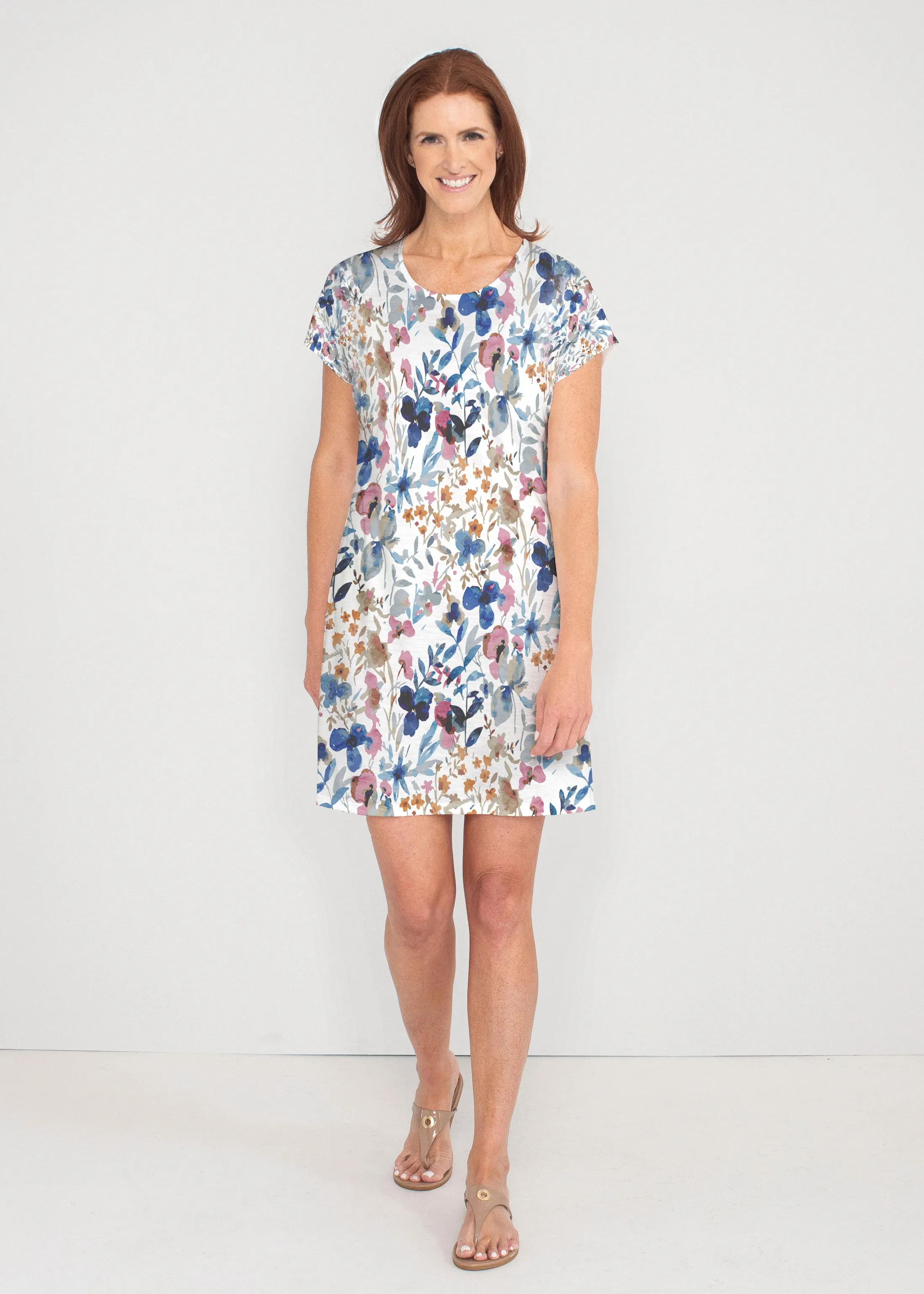 Rossa (8016) ~ French Terry Short Sleeve Crew Dress