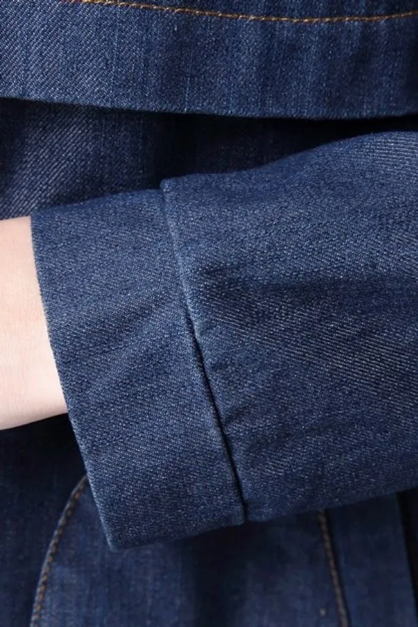 Round Neck Denim Midi Dress