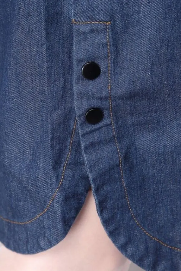 Round Neck Denim Midi Dress