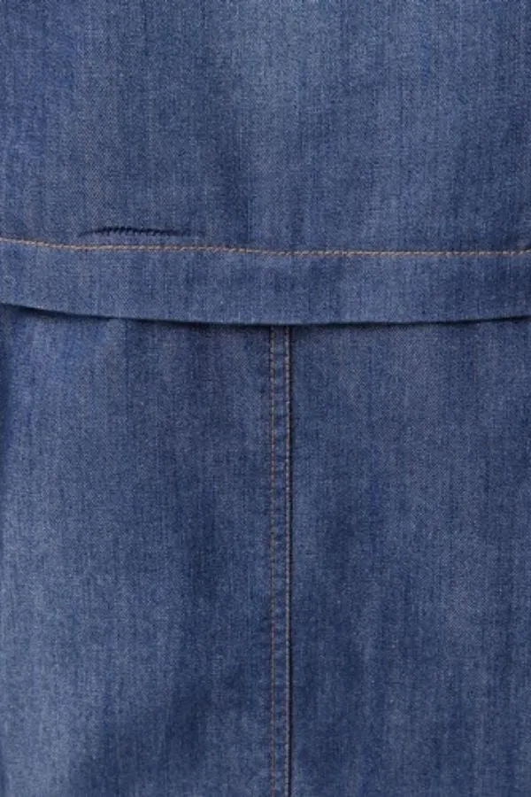 Round Neck Denim Midi Dress
