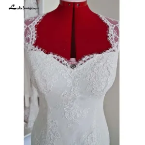 Roycebridal Lace Short Knee-Length Wedding Dress Sheath Lace Romantic White Short Beach Bridal Gowns
