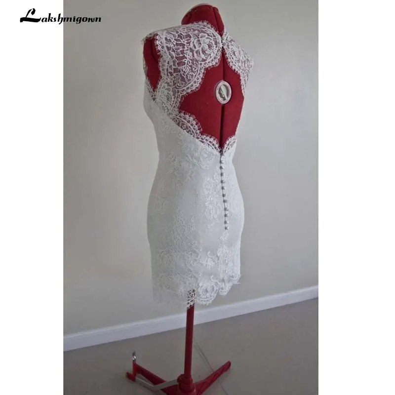 Roycebridal Lace Short Knee-Length Wedding Dress Sheath Lace Romantic White Short Beach Bridal Gowns