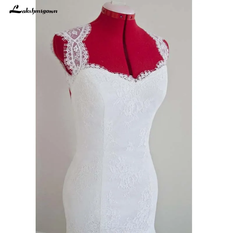 Roycebridal Lace Short Knee-Length Wedding Dress Sheath Lace Romantic White Short Beach Bridal Gowns