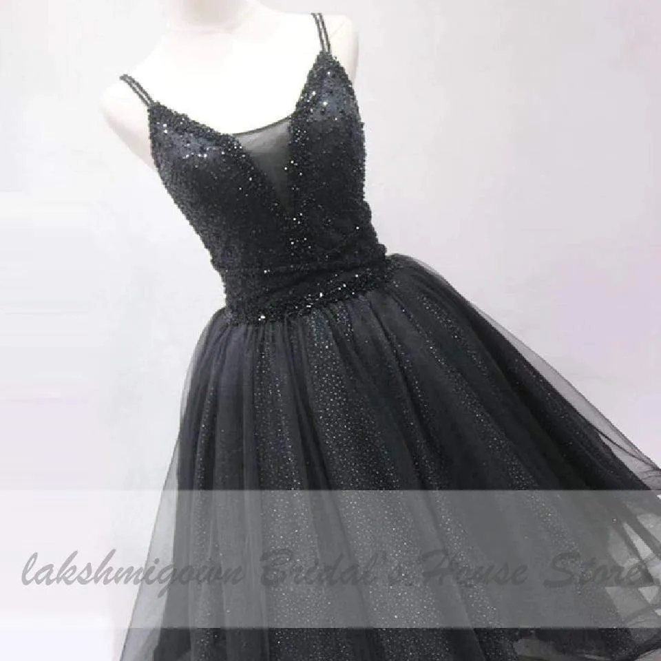 Roycebridal Vintage Black Short Birdal Beaded Sexy Ball Gown Wedding Dress