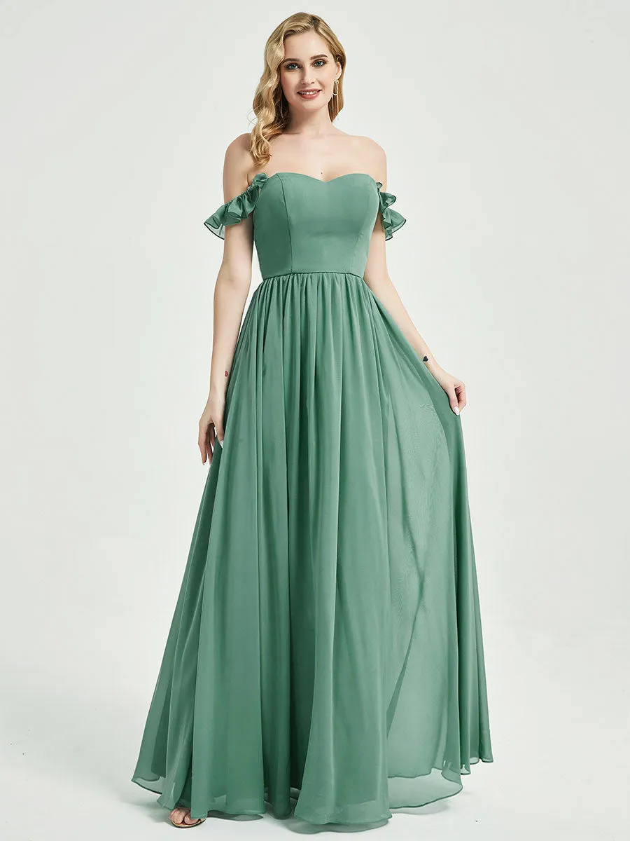 Rusty Red 3 In 1 Convertible Chiffon Floor Length Bridesmaid Dress