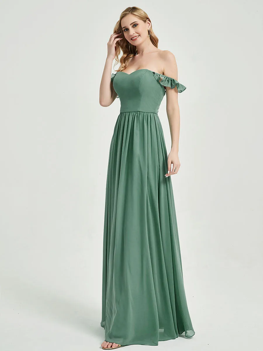 Rusty Red 3 In 1 Convertible Chiffon Floor Length Bridesmaid Dress