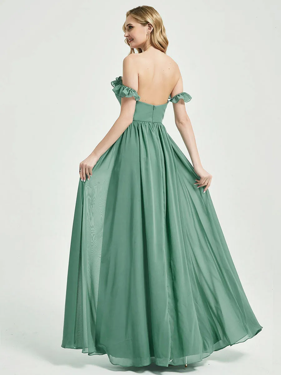 Rusty Red 3 In 1 Convertible Chiffon Floor Length Bridesmaid Dress