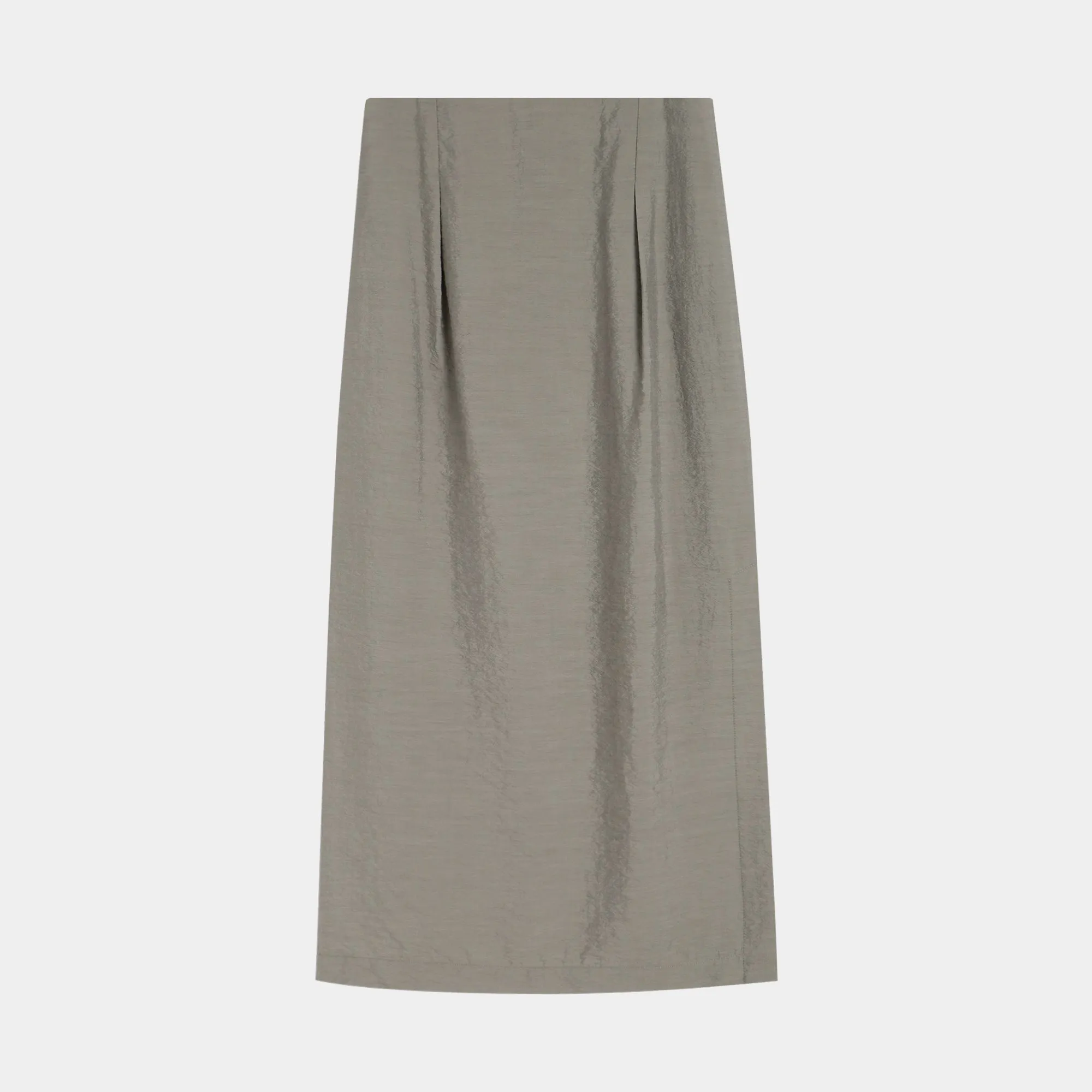 Satin Scoop Neck Top & Side Slit Skirt
