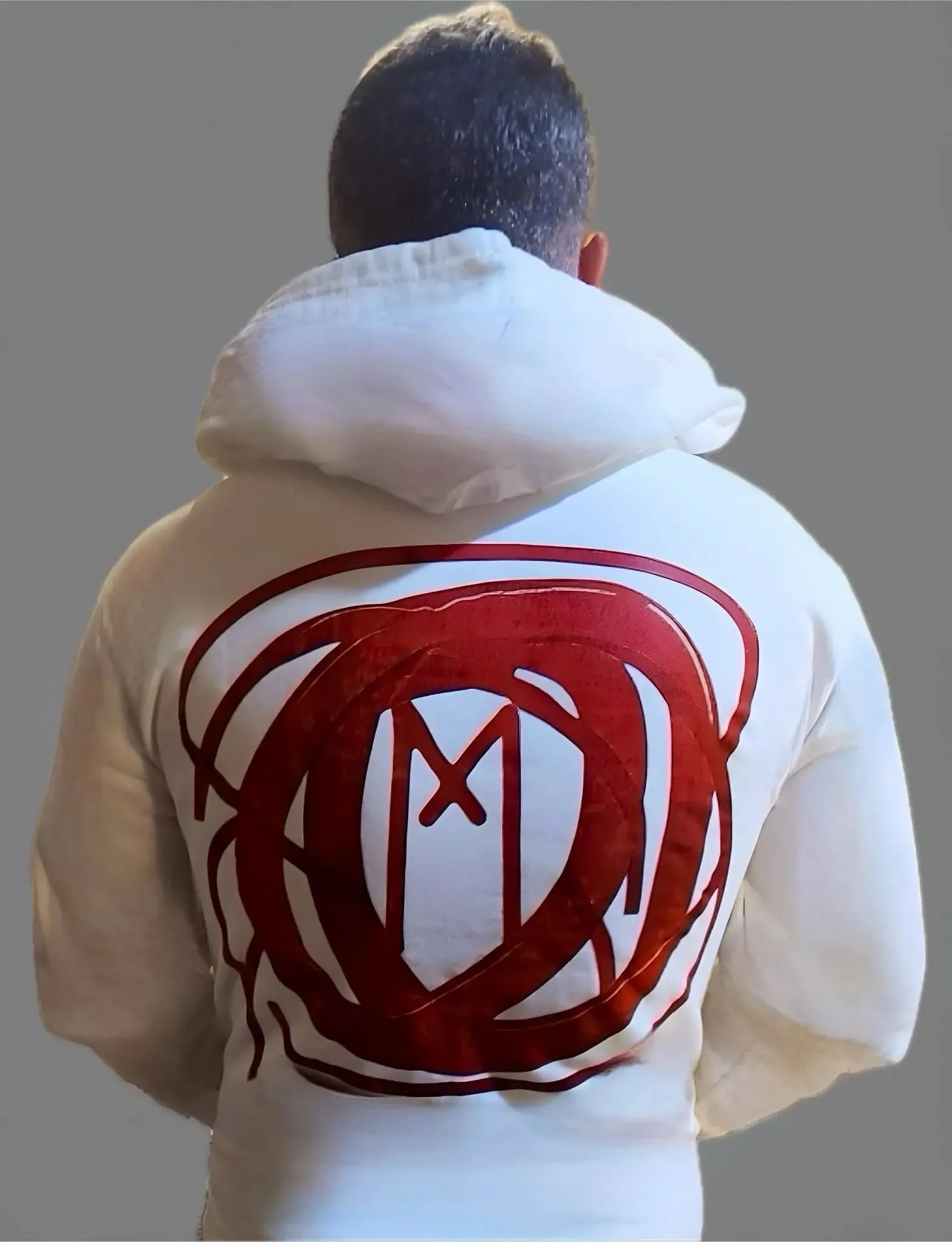 Scribbled M Zipper Hoodie (White)