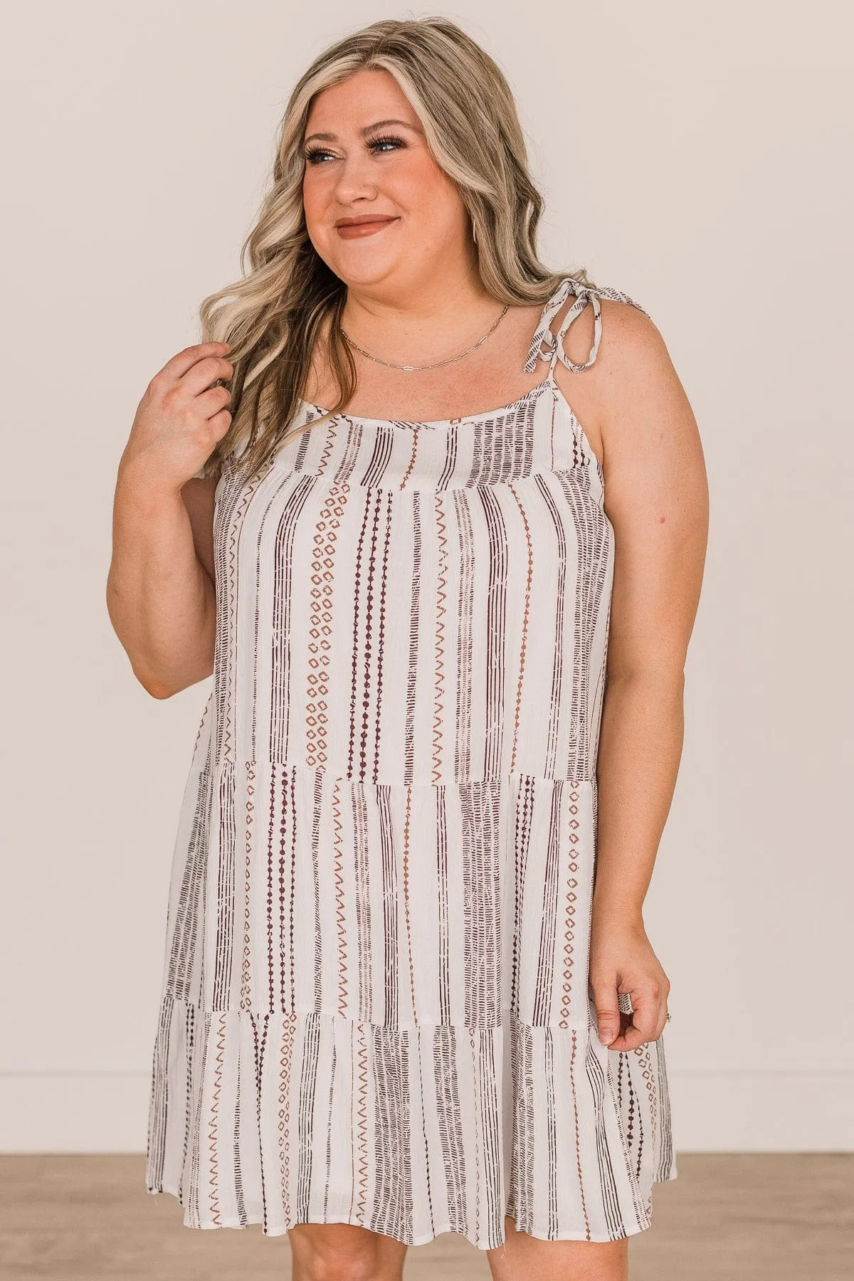 Seeking Happiness Tie Sleeve Dress- Ivory