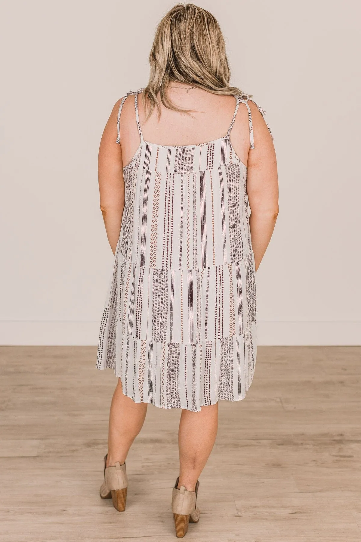Seeking Happiness Tie Sleeve Dress- Ivory