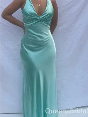 Sexy Mermaid Deep V Neck Cheap Long Simple Evening Gown Prom Dresses,WGP535