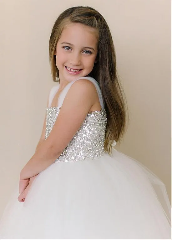 Shinning Spaghetti Straps Rhinestone and Sequin Flower Girl Dresses,Cheap Flower Girl Dresses,FGY0187