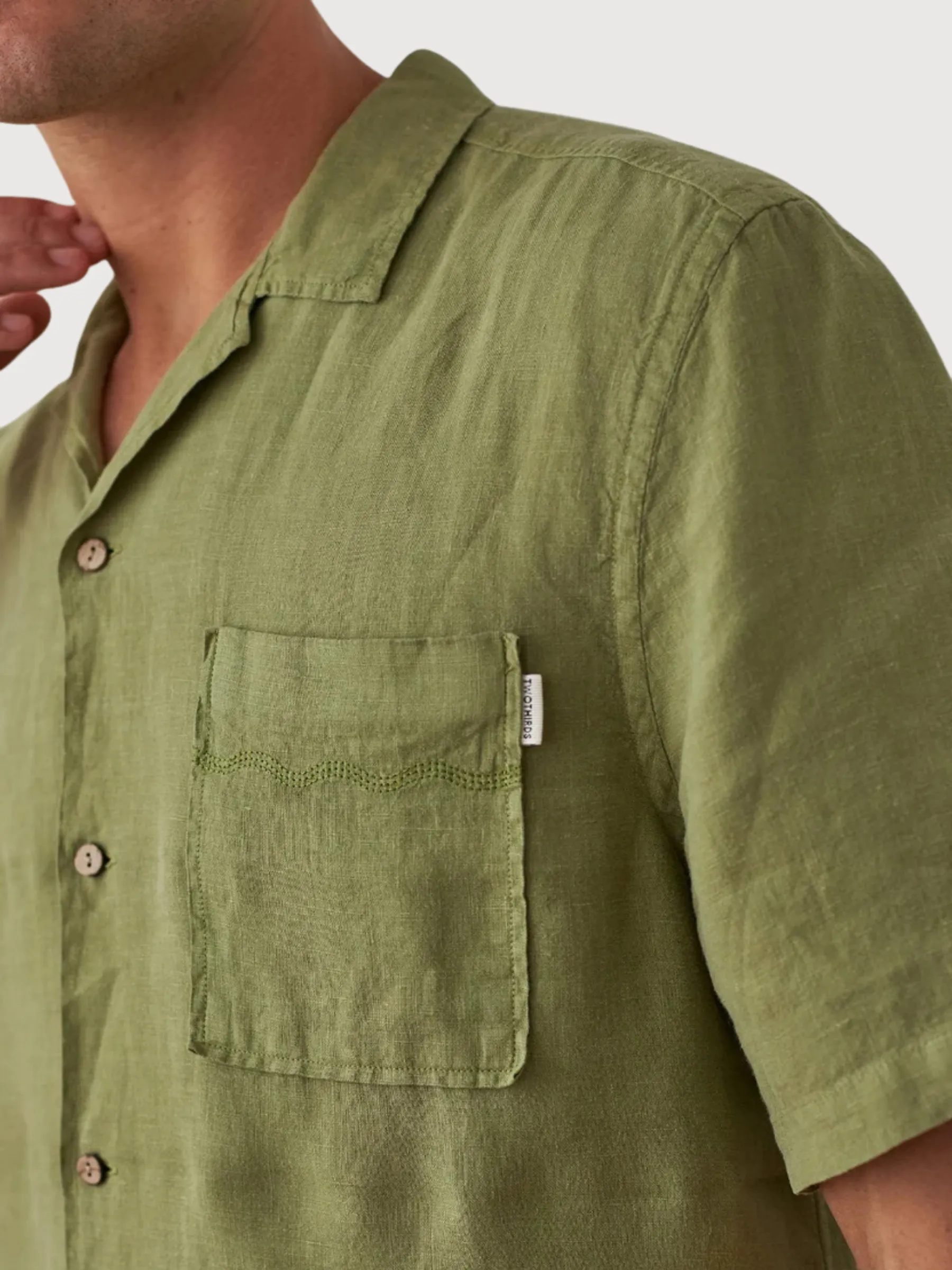 Shirt Olorua Green Man Linen | Twothirds