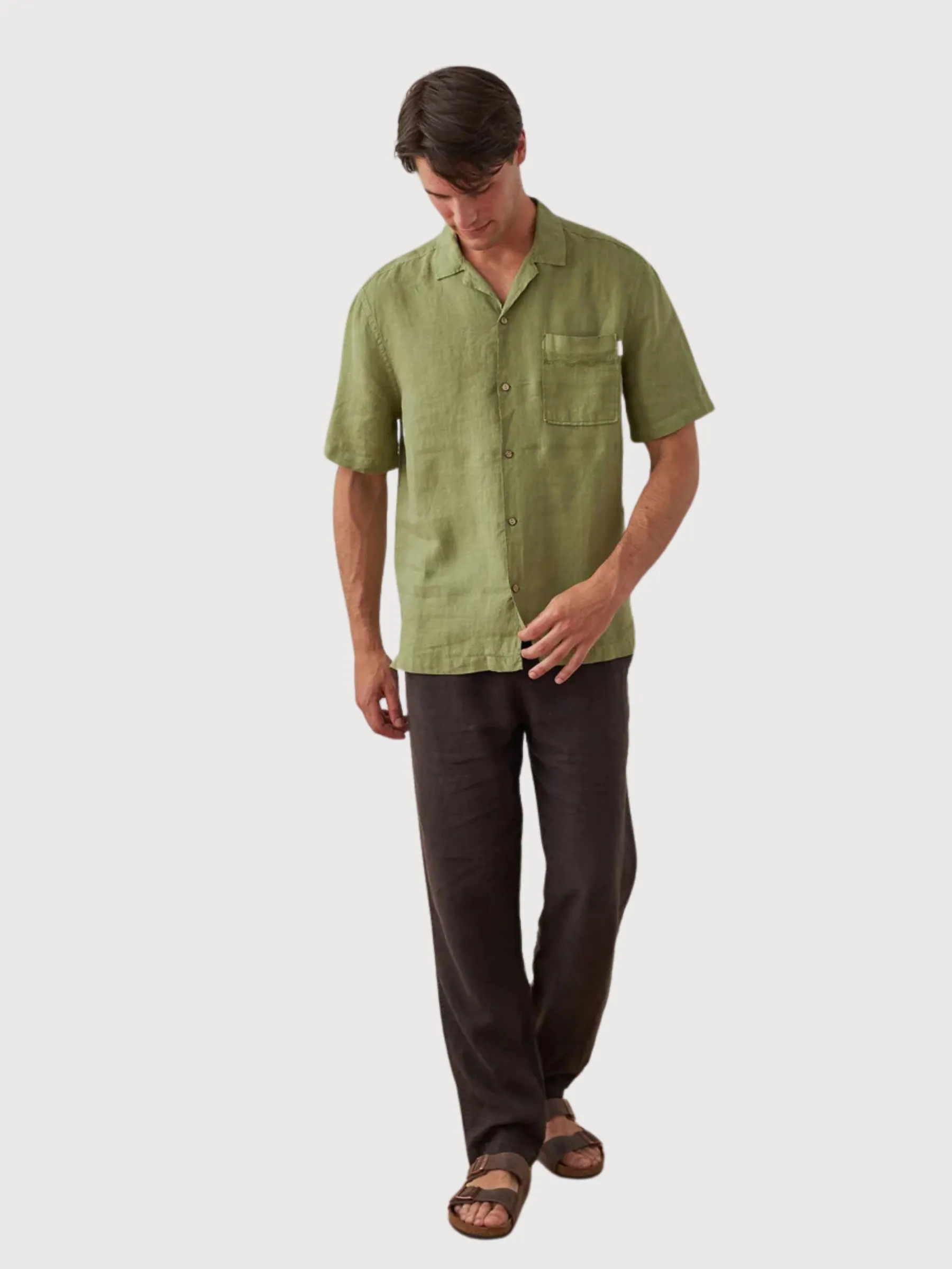 Shirt Olorua Green Man Linen | Twothirds