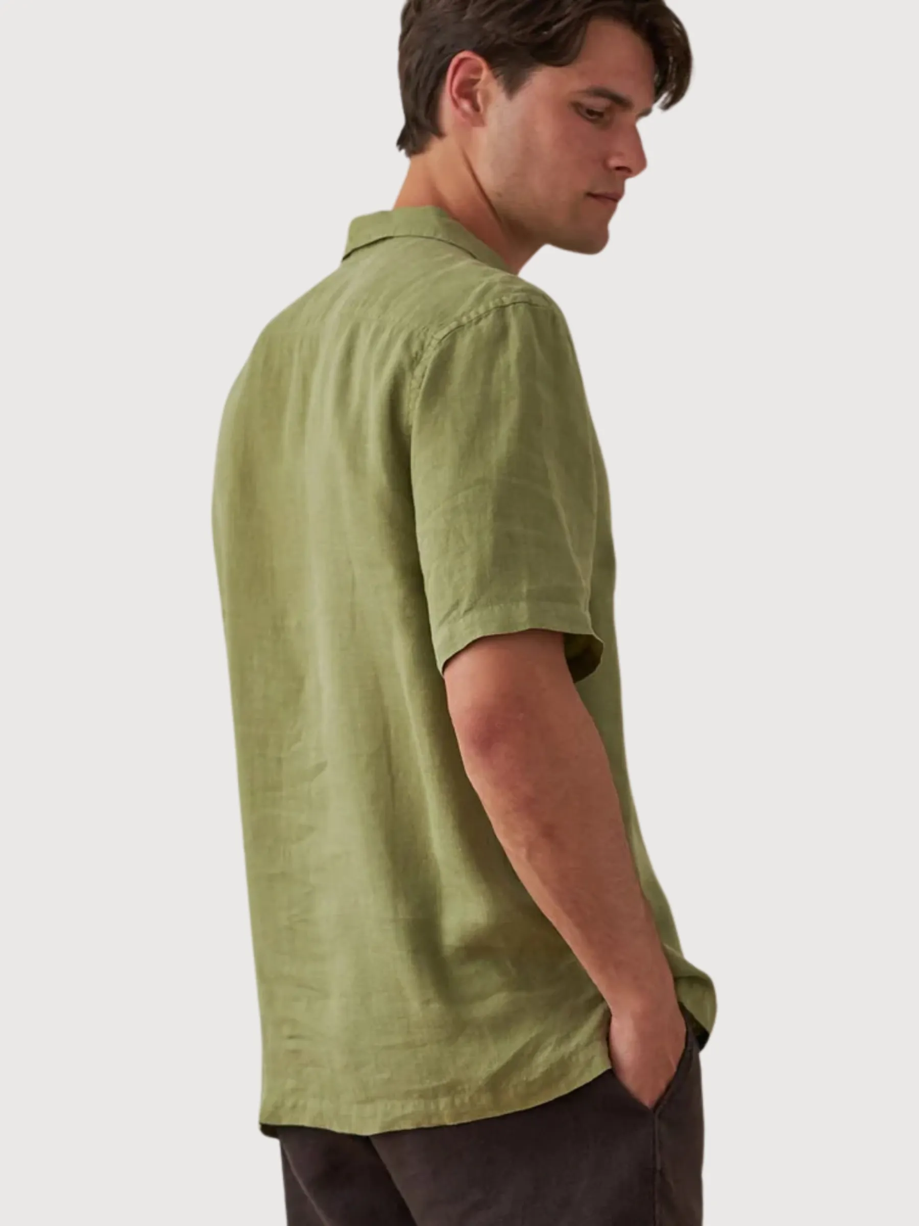 Shirt Olorua Green Man Linen | Twothirds