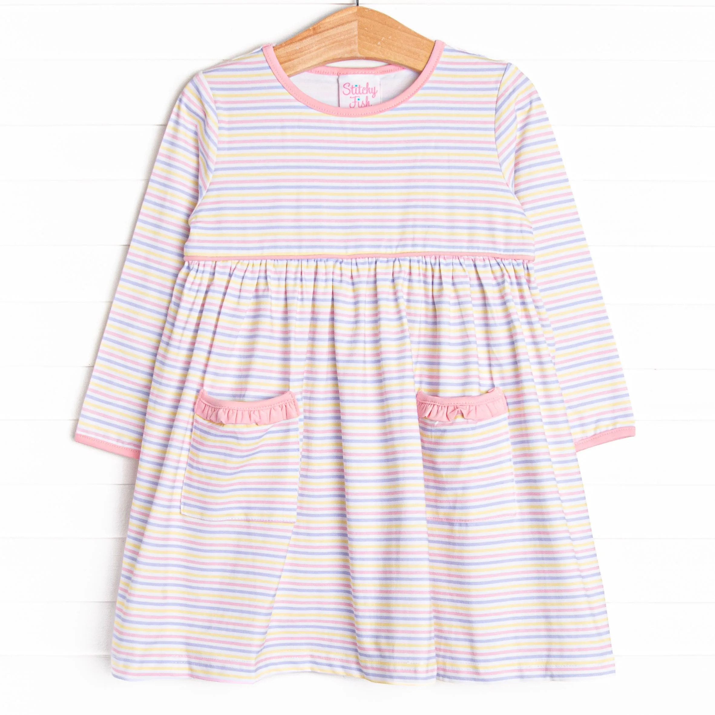 Silly Stripes Pocket Dress, Pink