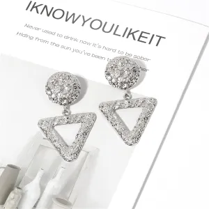 Silver-Plated Textured Open Triangle Drop Earrings