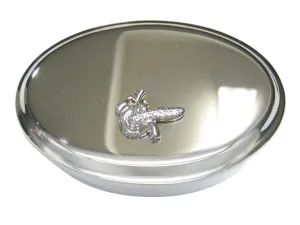 Silver Toned Anatomical Pancreas Oval Trinket Jewelry Box