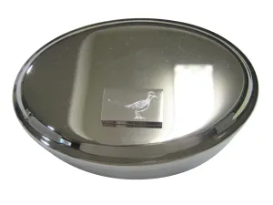 Silver Toned Rectangular Etched Roadrunner Bird Oval Trinket Jewelry Box