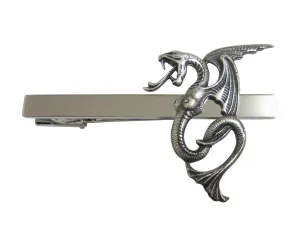 Silver Toned Textured Serpent Pendant Square Tie Clip