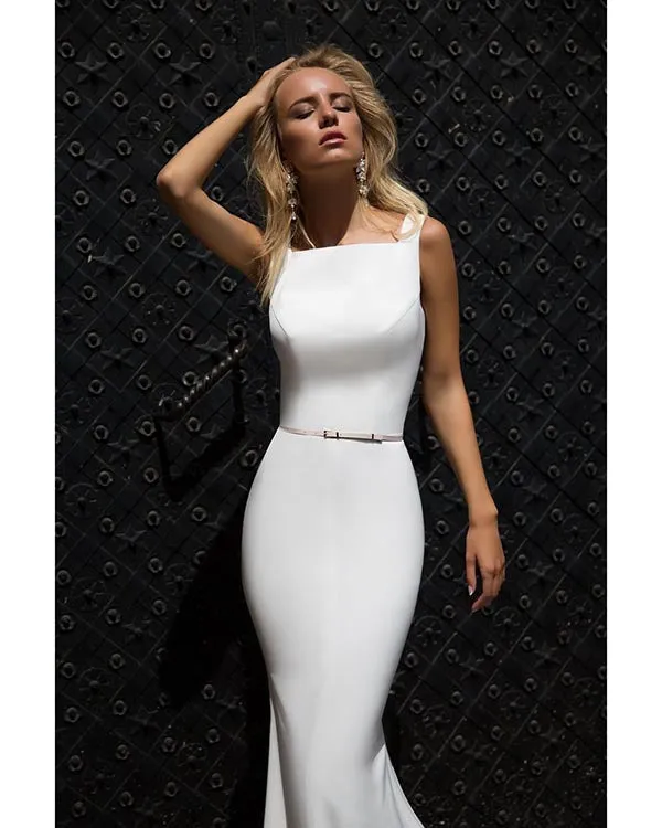 Simple Mermaid Wedding Dresses with Square Neckline Satin Wedding Gowns 2018 Fashion Style