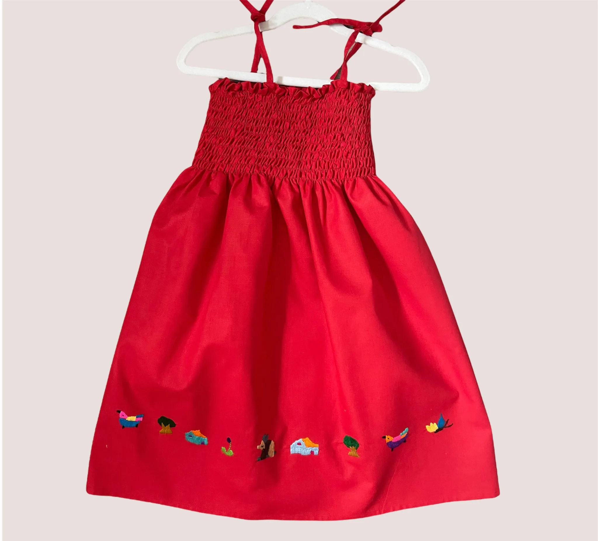Size 6 Tube Top Traditional Embroidered Dress from El Salvador