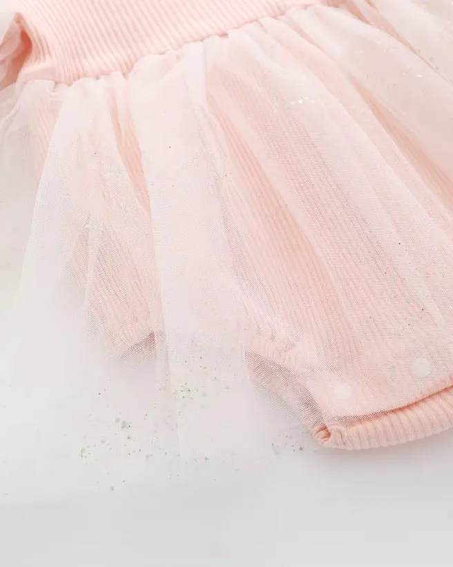“Sophie” Knit Long Sleeves Baby Girl Tutu Romper Dress
