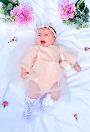 “Sophie” Knit Long Sleeves Baby Girl Tutu Romper Dress