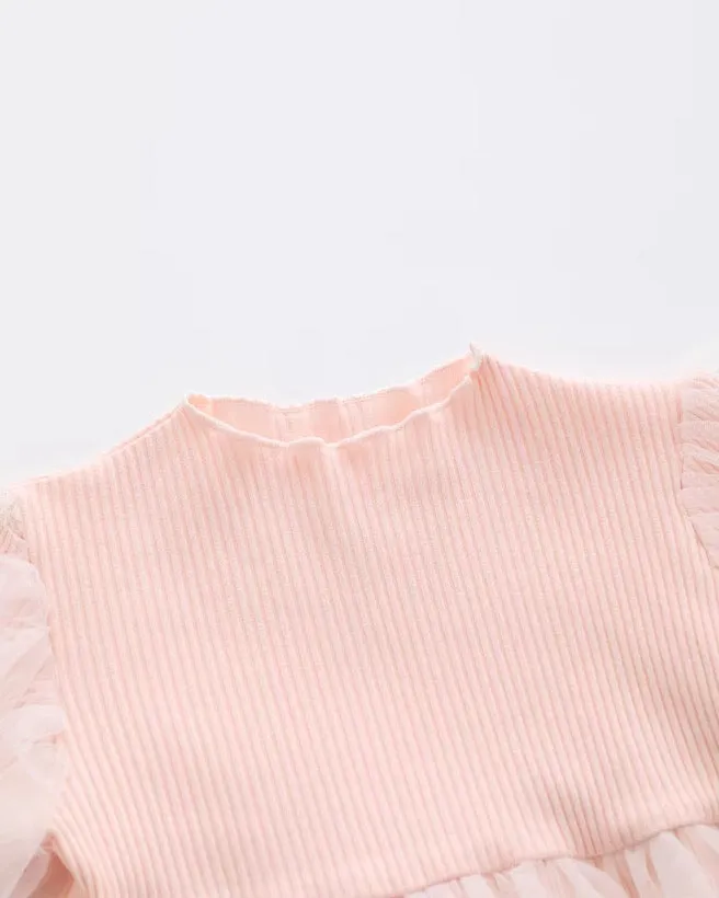“Sophie” Knit Long Sleeves Baby Girl Tutu Romper Dress