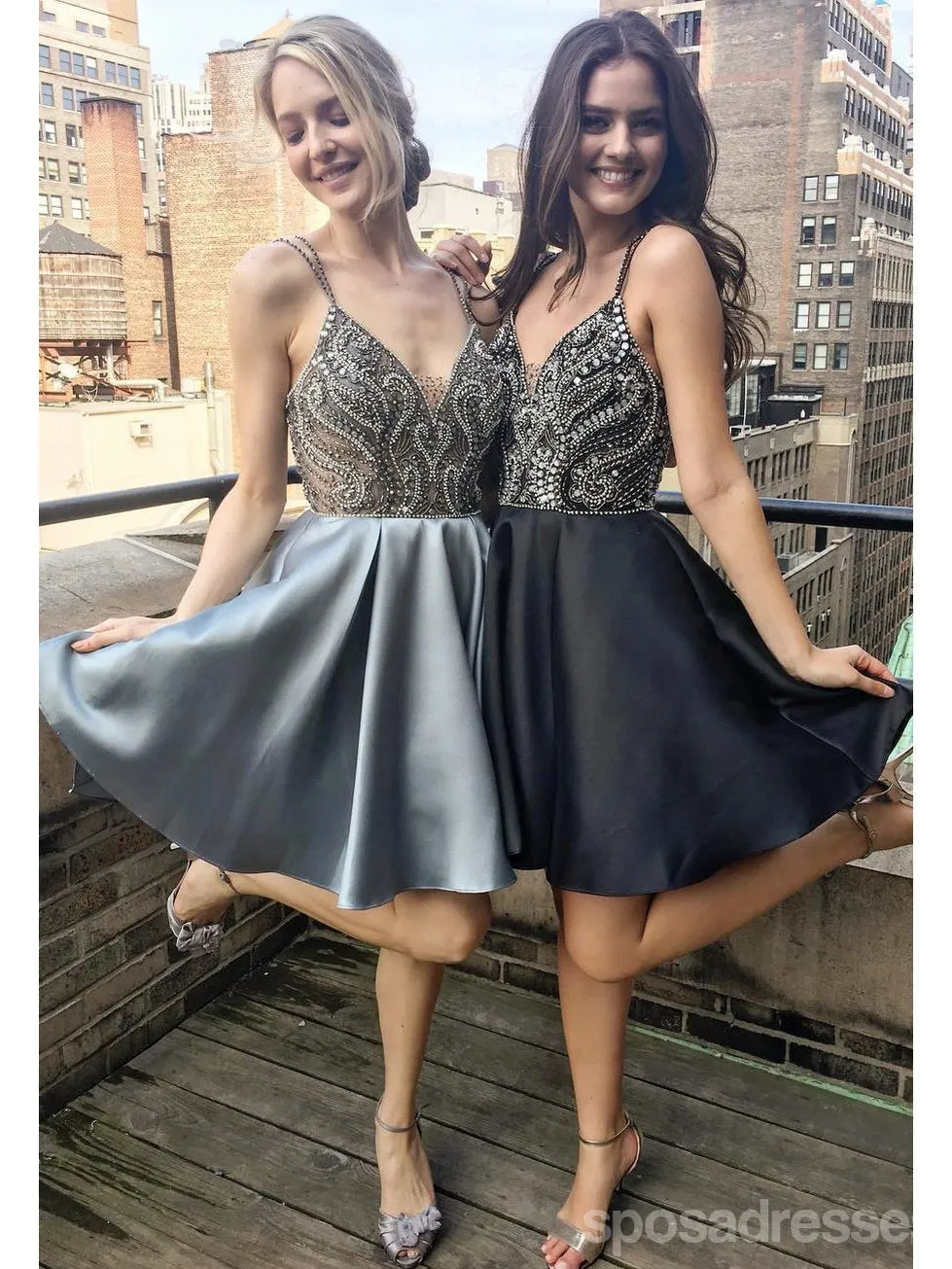 Spahgetti Straps Heavily Beaded Rhinestone Short Homecoming Dresses Online, CM607