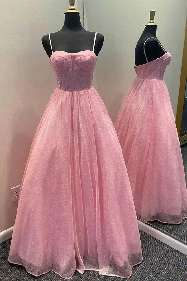 Sparkly A-line Spaghetti Straps Sweetheart Prom Dresses, Evening Dresses, MP705