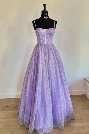 Sparkly A-line Spaghetti Straps Sweetheart Prom Dresses, Evening Dresses, MP705