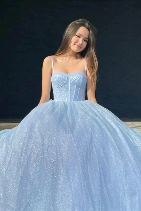 Sparkly A-line Spaghetti Straps Sweetheart Prom Dresses, Evening Dresses, MP705