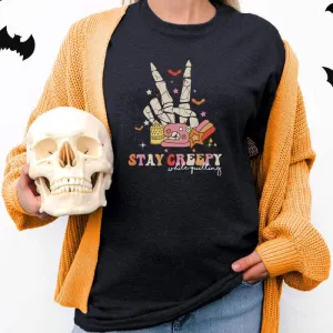 Stay Creepy While Quilting Black T-Shirt