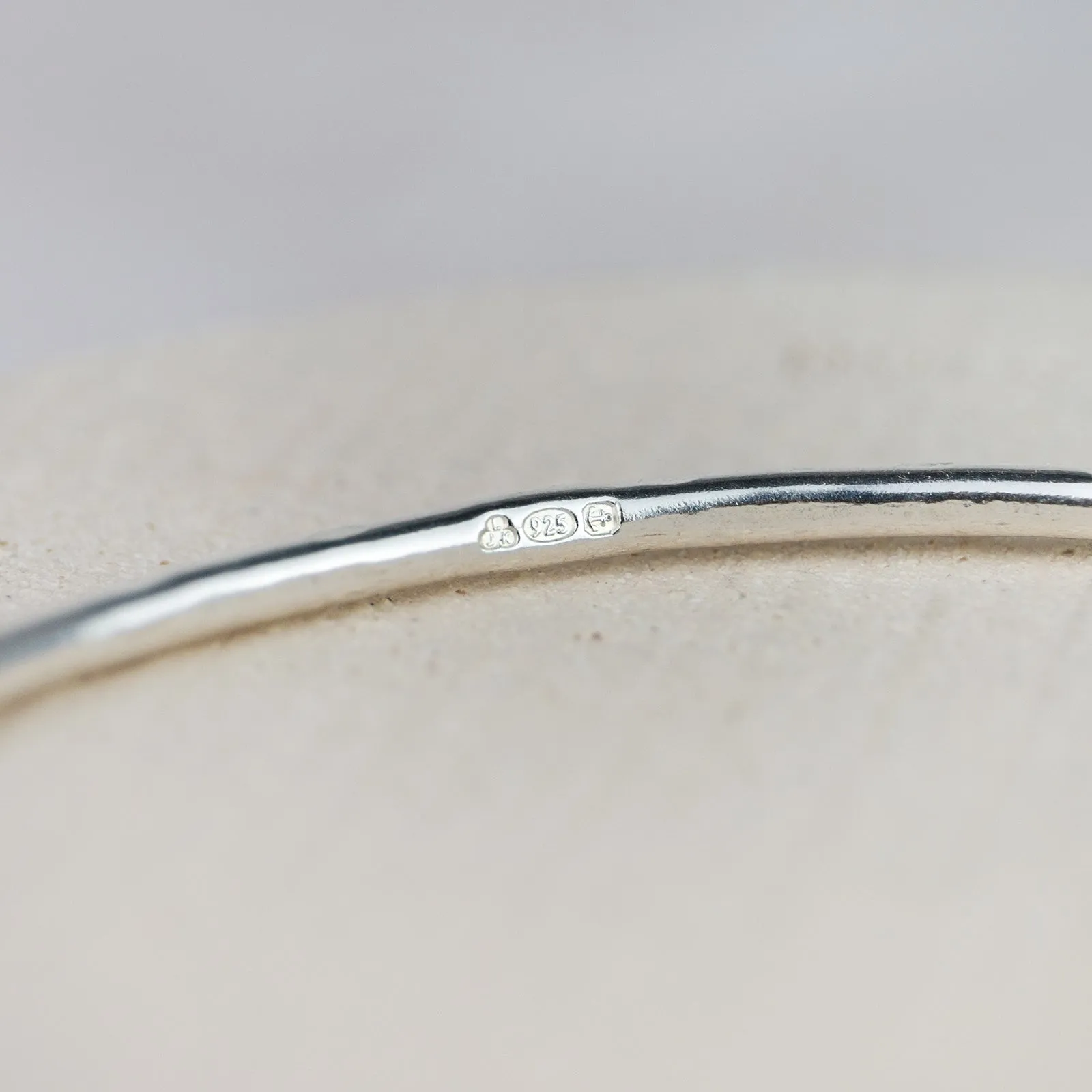 Sterling Silver Textured Circle Charm Bangle
