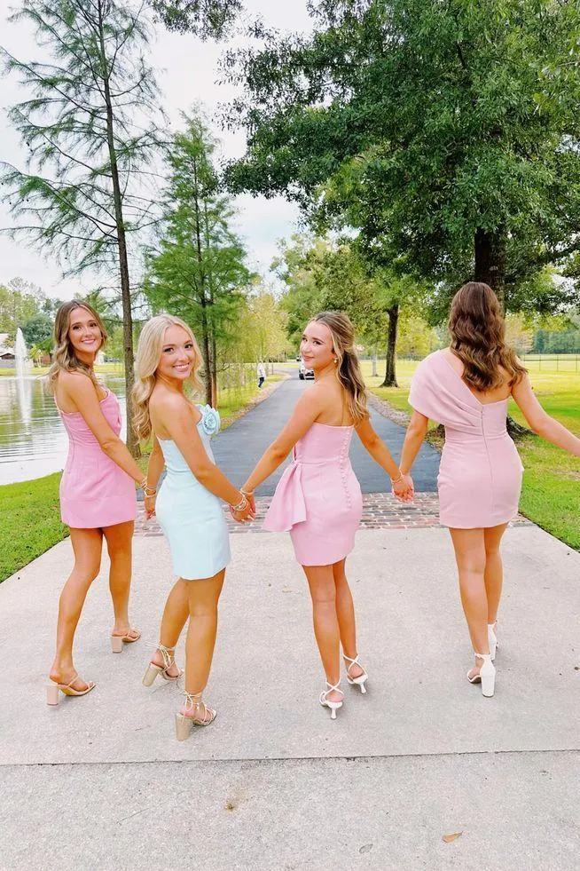 Strapless Light Blue Tight Party Dress