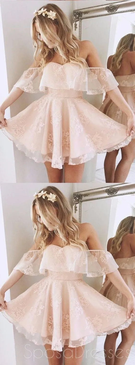 Strapless Off Shoulder Lace Short Homecoming Prom Dresses, Affordable Short Party Prom Sweet 16 Dresses, Perfect Homecoming Cocktail Dresses, CM375