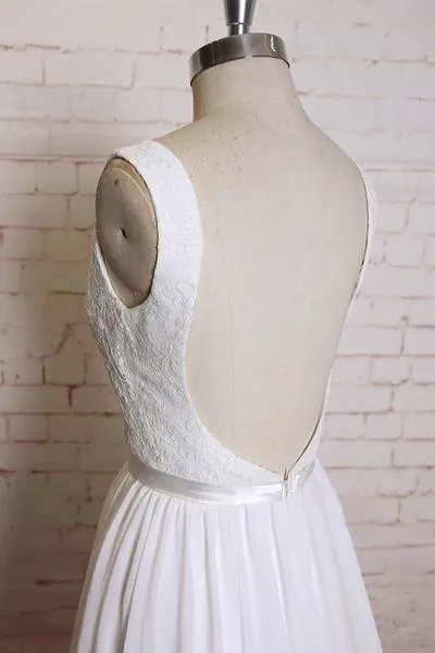 Straps Chiffon Backless Beach Long Wedding Bridal Dresses, WD293