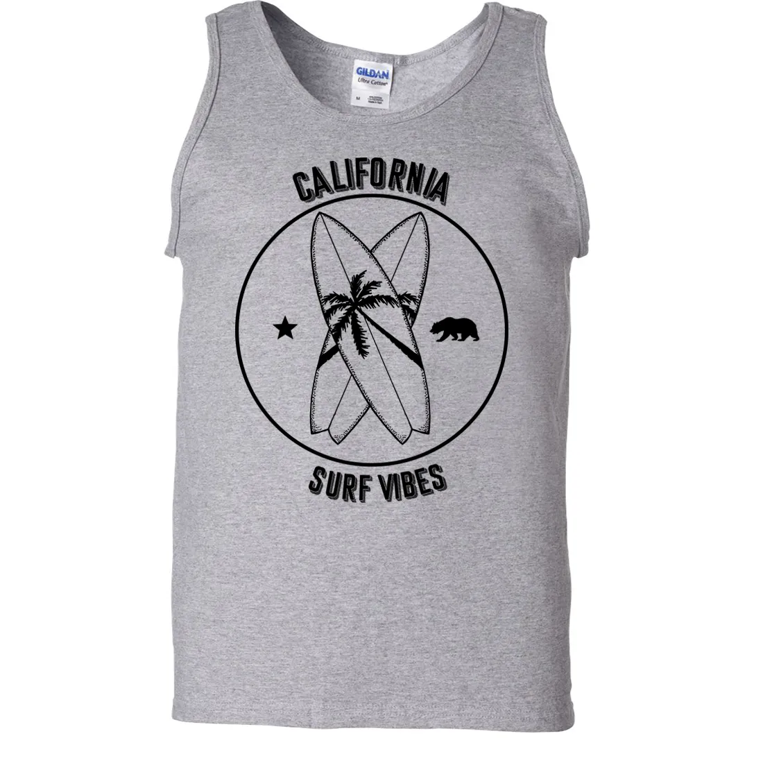 Surf Vibes Black Print Asst Colors Tank Top