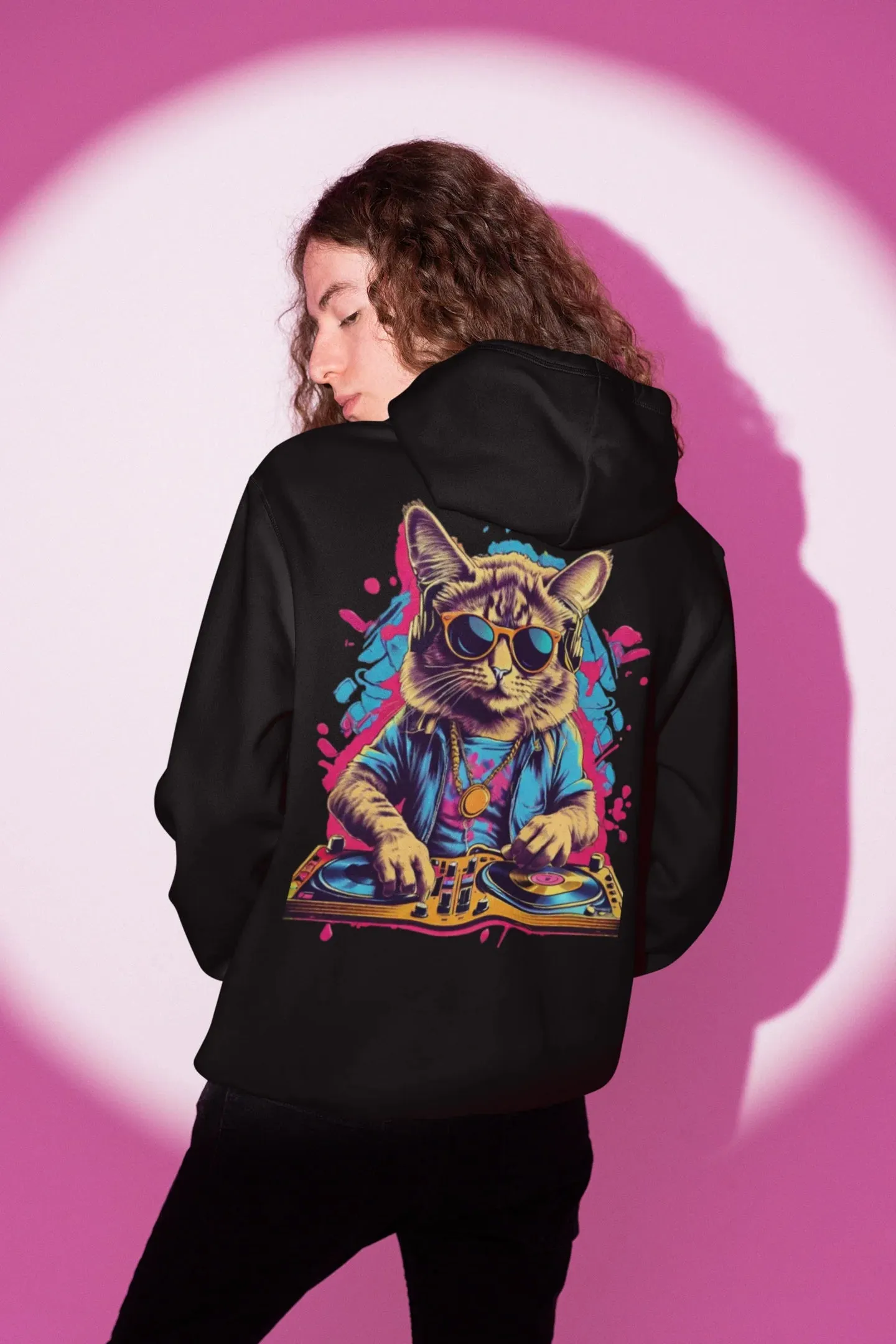 Techno Hoodie | Psychedelic DJ Cat | Techno Outfit