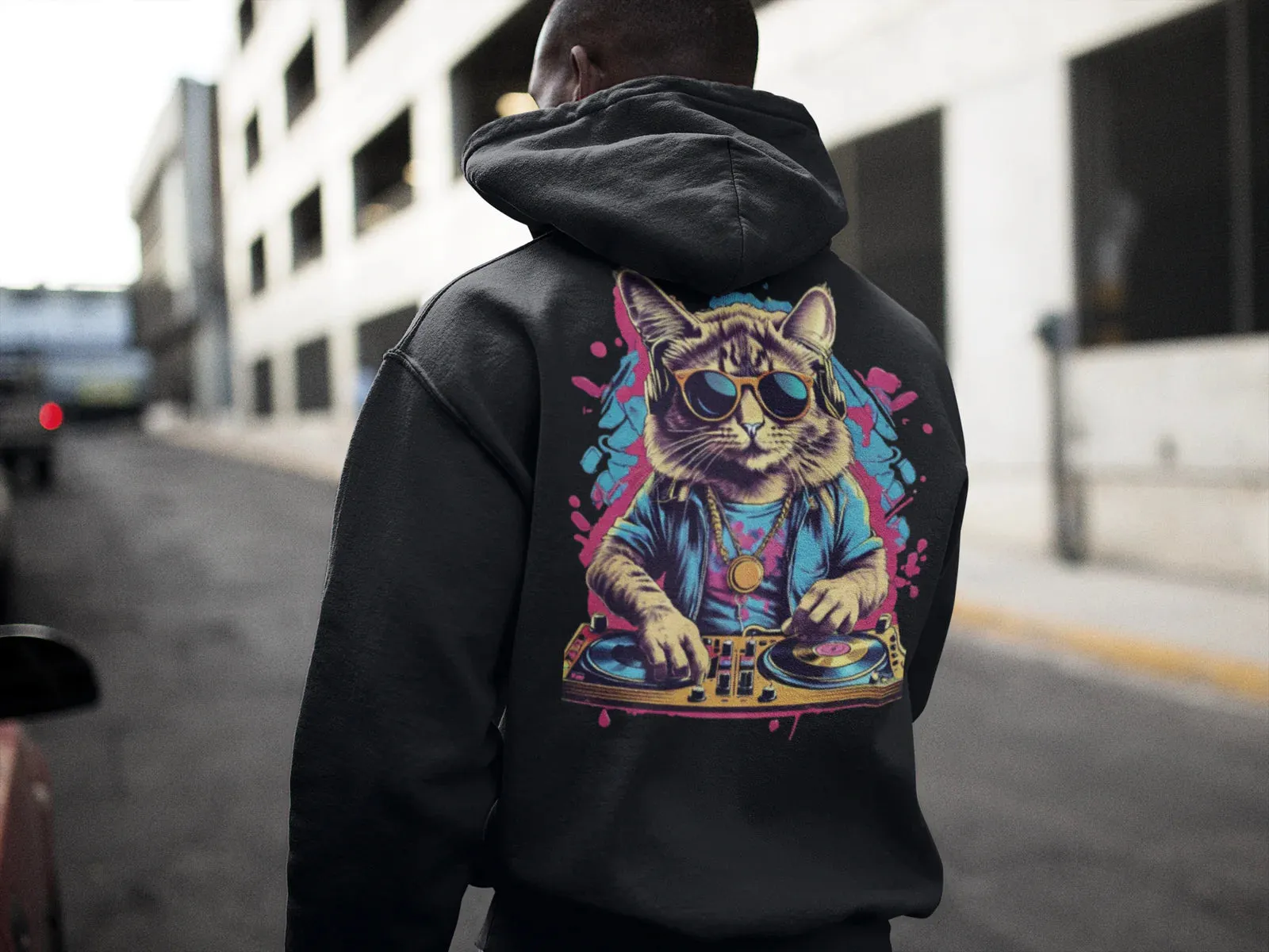 Techno Hoodie | Psychedelic DJ Cat | Techno Outfit