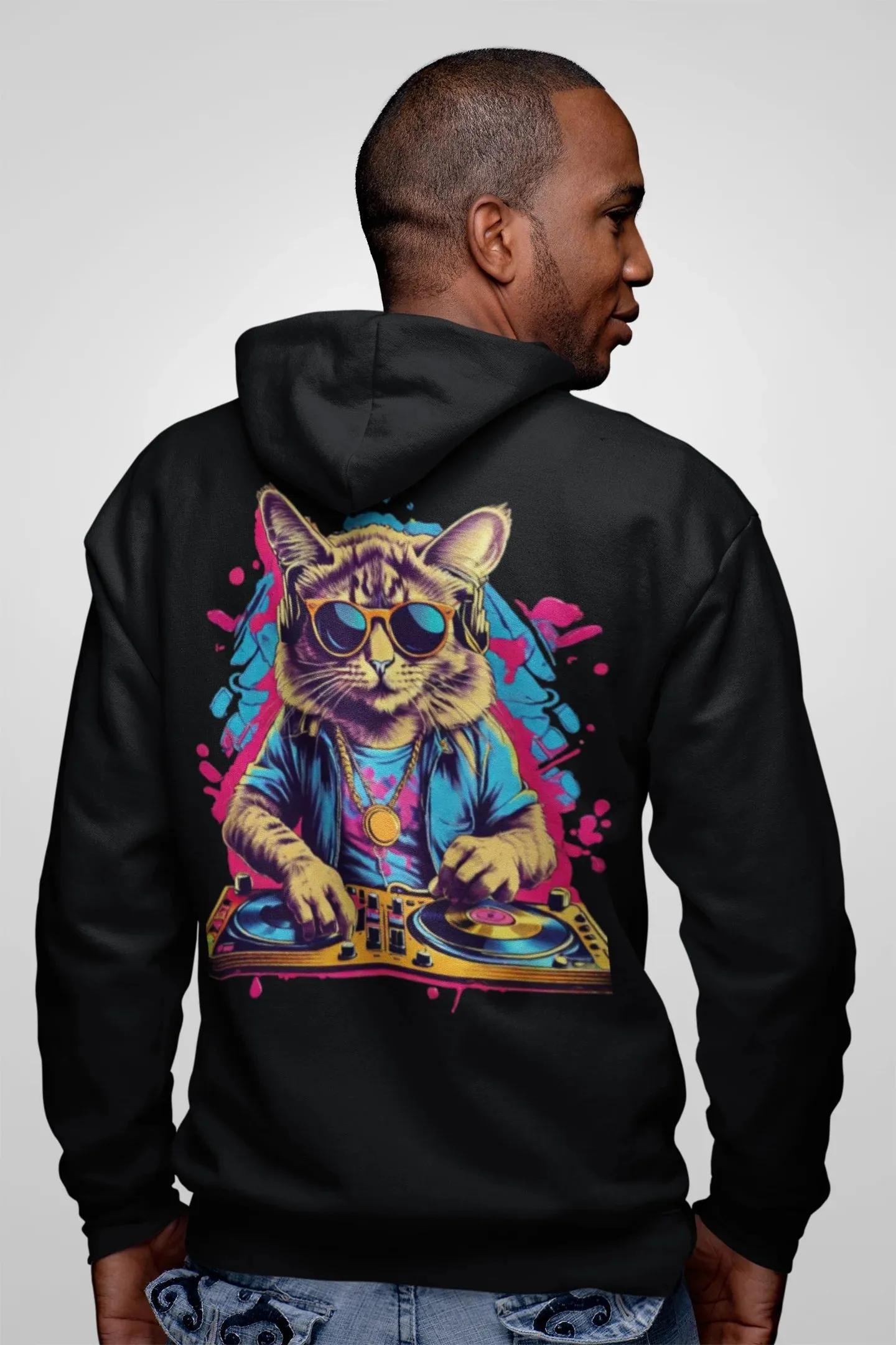 Techno Hoodie | Psychedelic DJ Cat | Techno Outfit