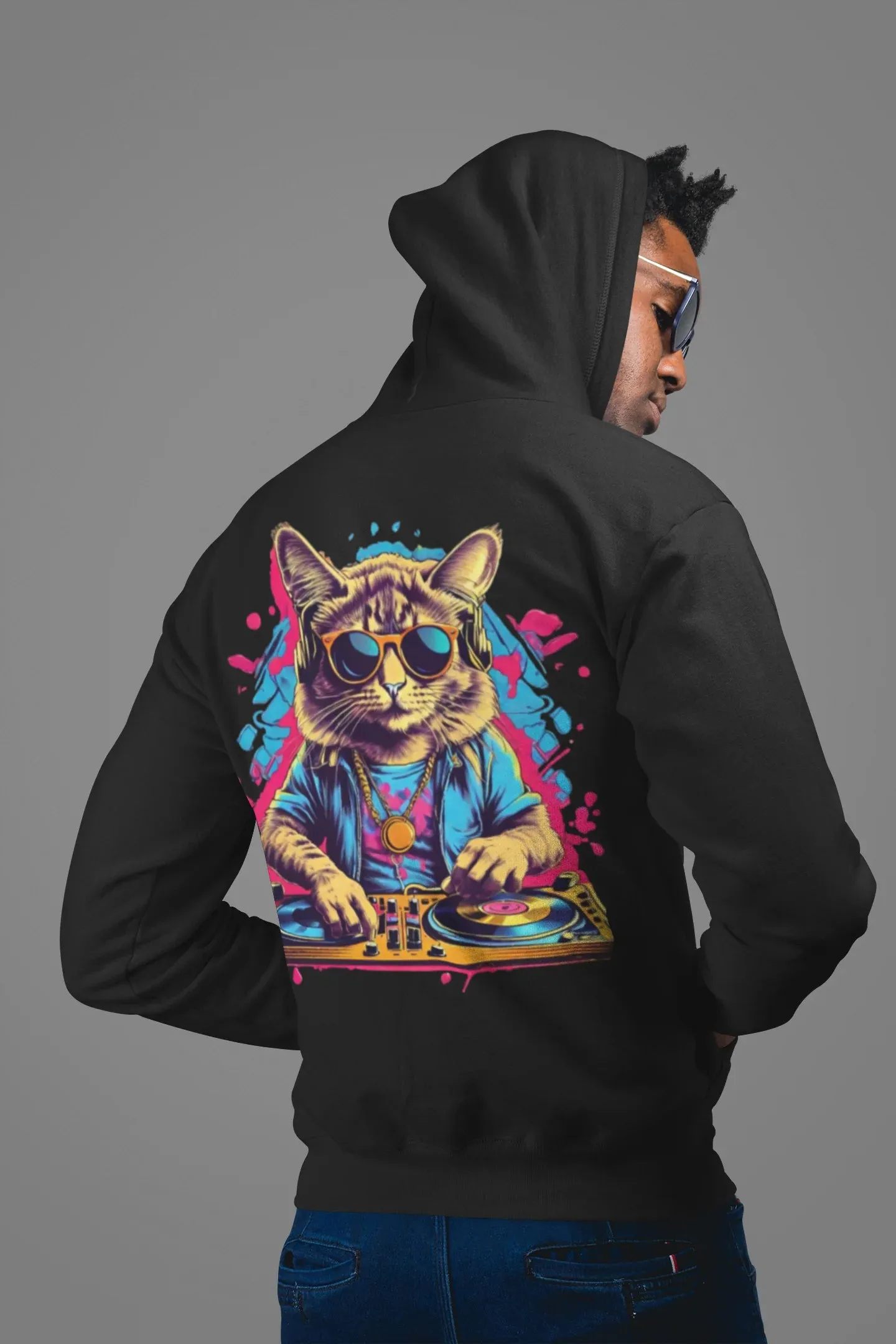 Techno Hoodie | Psychedelic DJ Cat | Techno Outfit