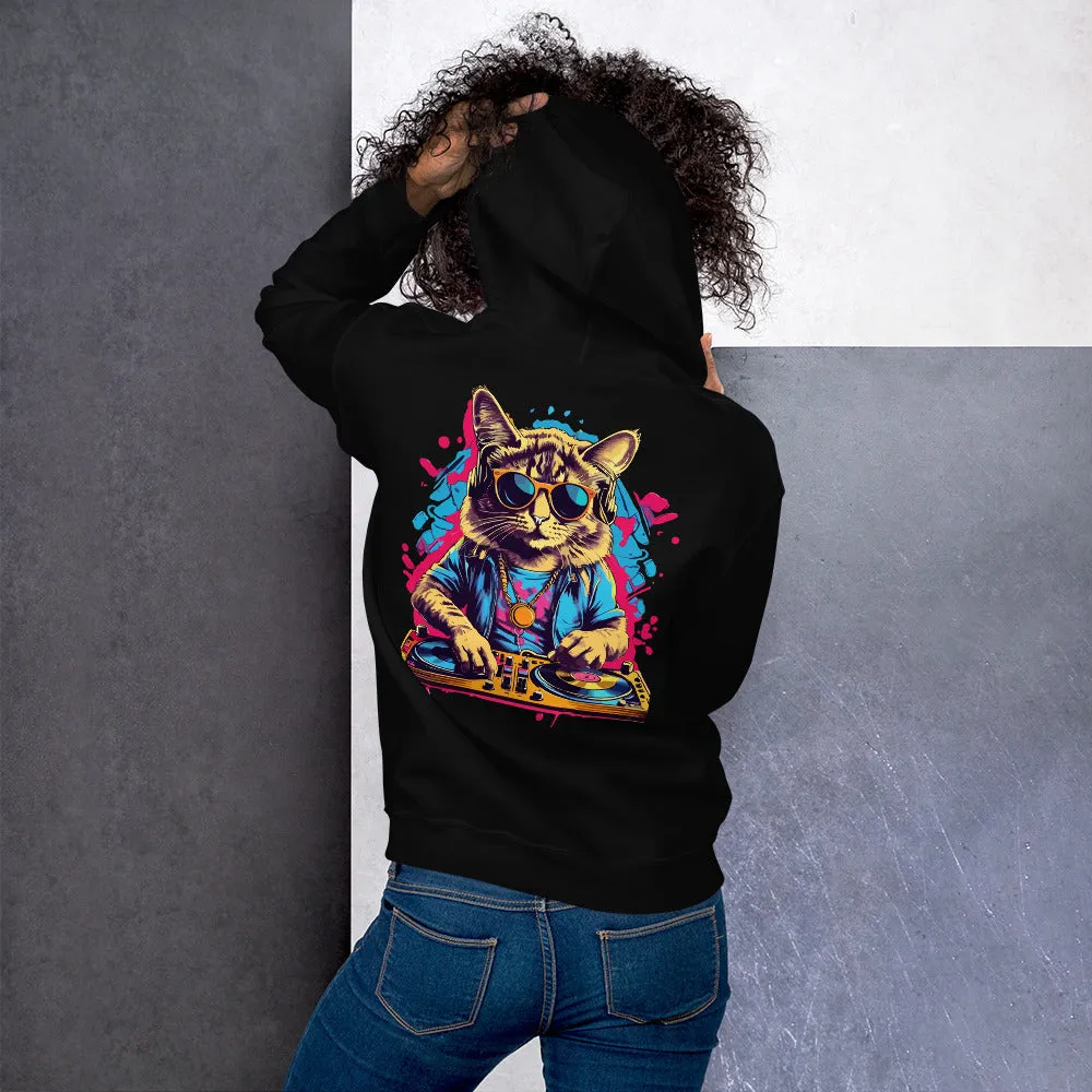 Techno Hoodie | Psychedelic DJ Cat | Techno Outfit